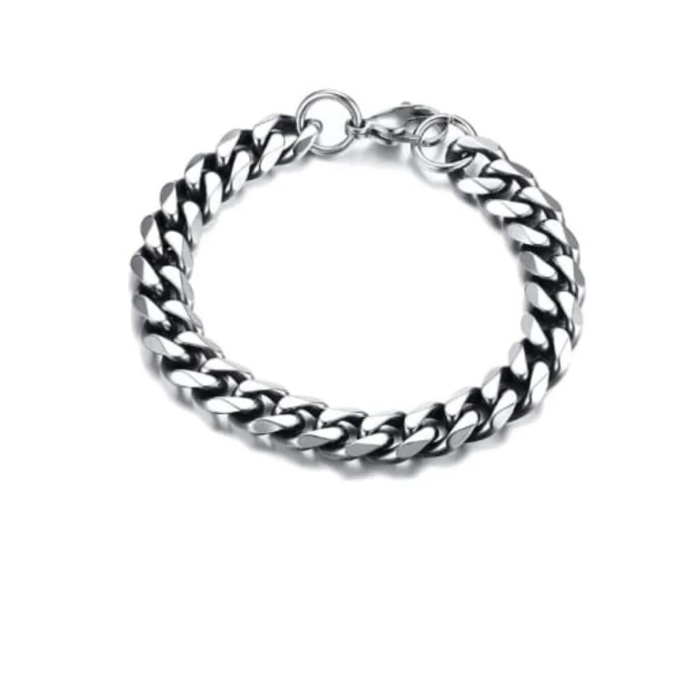 Titanium Cuban Link Chain Bracelet 11mm Waterproof Men’s Jewelry